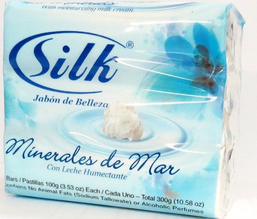 SILK BEAUTY BAR W/MARINE NUTRNTS & NATURAL MOIST REVIVED & SILKY SKIN(BLUE) 3PK 100G