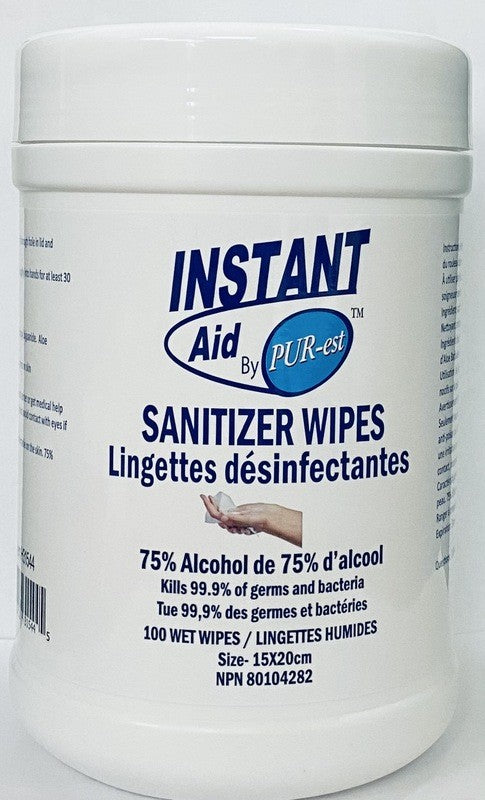 INSTANT AID 75% ALCOHOL SANITIZER WIPES 100CT X 12..