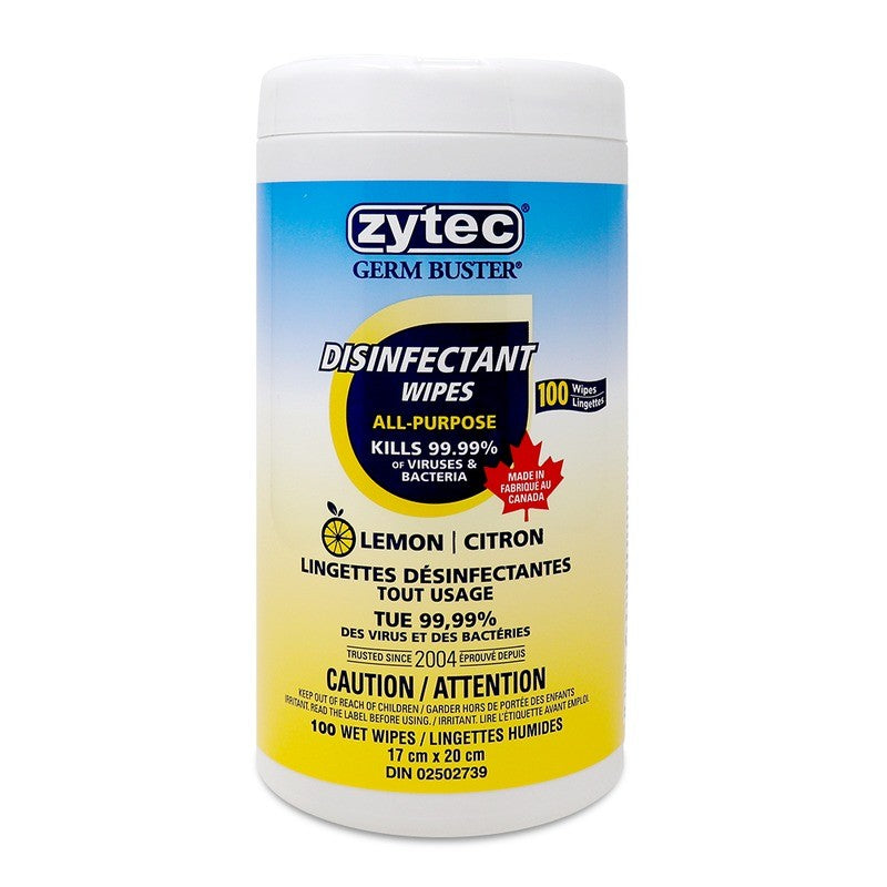 ZYTEC DISINFECTANT WIPES CITRUS ACID 100CT