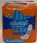 ALWAYS SUPER PROTECTION PADS DRY COVERAGE 8PK