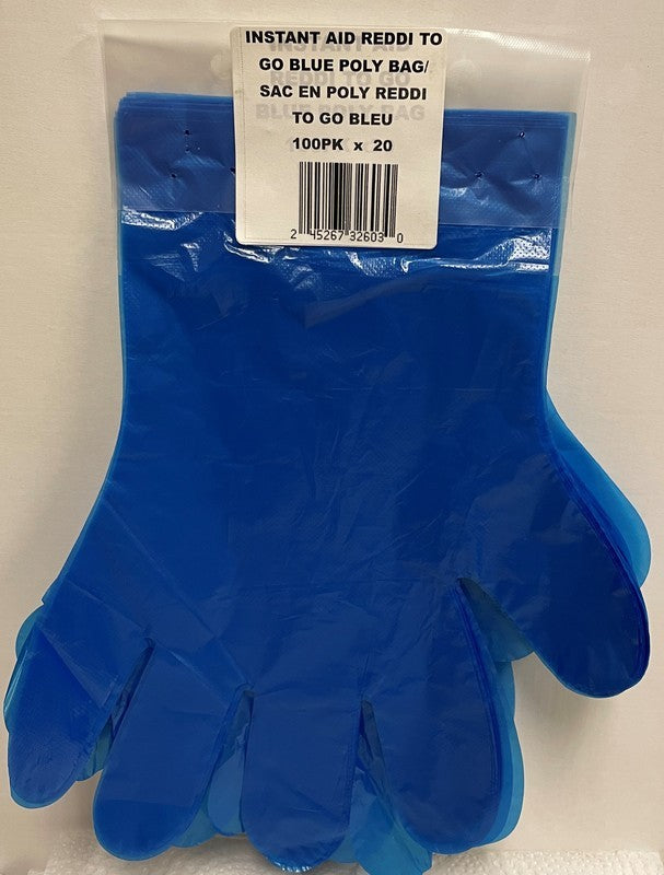 PLASTIC 100PK POLY GLOVES ON WICKET BLUE