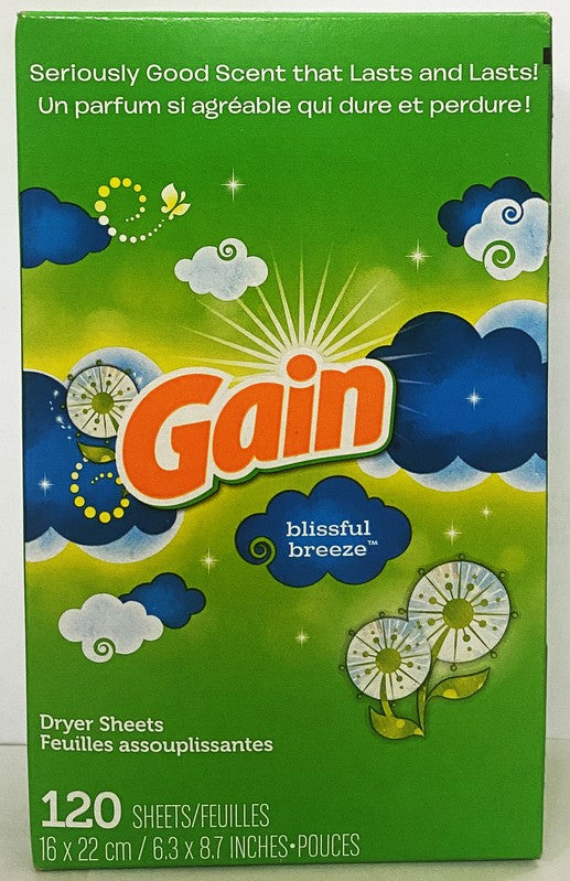 GAIN LAUNDRY DRYER SHEETS BLISSFUL BREEZE 120ct