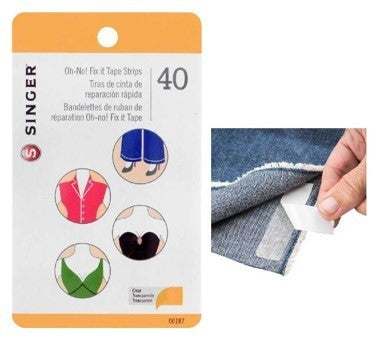 OH NO! FIX IT PRE-CUT TAPE STRIPS, 40CT - DOUBLE SIDED PEEL 'N STICK TAPE STRIPS
