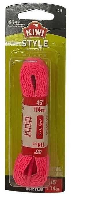 KIWI SHOE LACES 45" FLAT NEON PINK