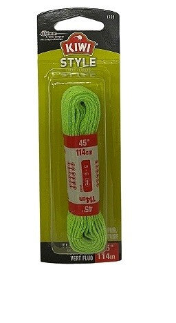 KIWI SHOE LACES 45" FLAT NEON GREEN