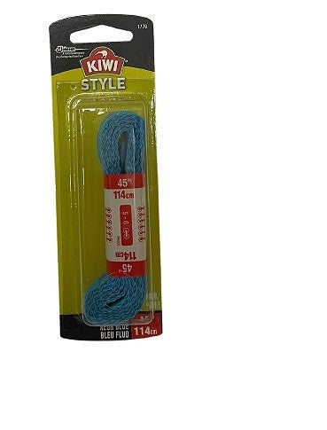 KIWI SHOE LACES 45" FLAT NEON BLUE