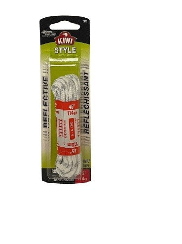 KIWI SHOE LACES 45" REFLECTIVE ROUND WHITE