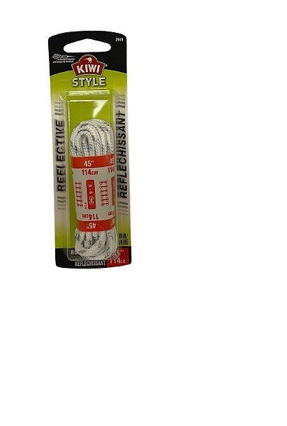 KIWI SHOE LACES 45" REFLECTIVE ROUND WHITE