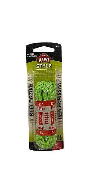 KIWI SHOE LACES 45" ROUND REFLECTIVE GREEN