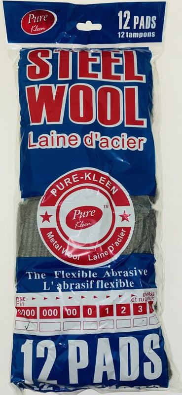 PURE KLEEN STEEL WOOL 12 PADS COUNTER DISPLAY SUPER FINE