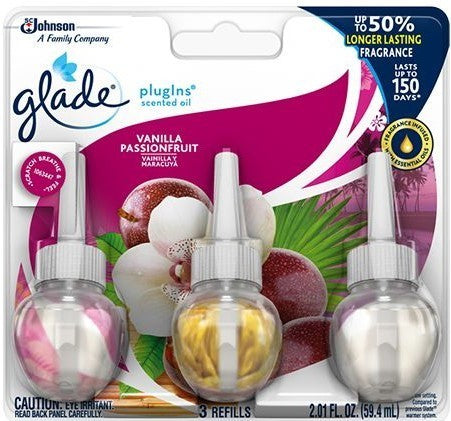 GLADE AIR FRESHENER PLUGINS SCENTED OIL REFILL PASSION FRUIT 3PK