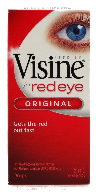 VISINE FOR RED EYE ORIGINAL STERILE TETRAHYDROZOLINE HYDROCHLORIDE DROPS 15ML x 6