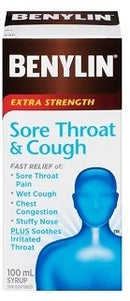 BENYLIN EXTRA STRENGTH SORE THROAT & COUGH SYRUP 100 ML