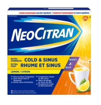 NEOCITRAN REG COLD&SORE THROAT LEMON NIGHT 10CT