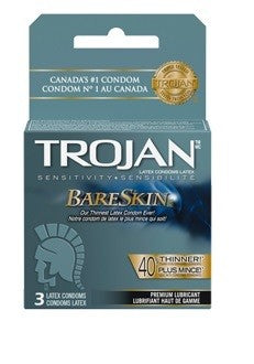 TROJAN CONDOM 40% THINNER BARE SKIN 3PK