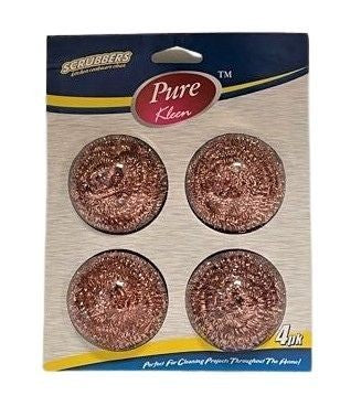 PURE KLEEN 4PK COPPER COATED SCRUBBER/ DOUBLE BLISTER CARD