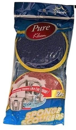 PURE KLEEN 2PK MIX COLOR ROUND CLEANING PAD