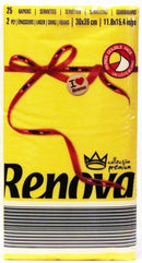 RENOVA DINNER NAPKINS 1/6 FOLDED YELLOW 25 COUNT