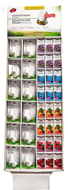 PURE KLEEN SCENTED OIL PLUG IN WI/ ASSORTED REFILLS 20ML (VANILLA, TROPICAL BREEZE, FRESH LINEN& LAVENDER )FLOOR DISPLAY