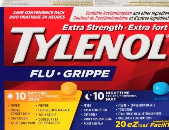 TYLENOL EXTRA STRENGTH FLU 24HR CONVENIENCE PACK 10 DAYTIME + 19 NIGHTTIME TABLETS X 6