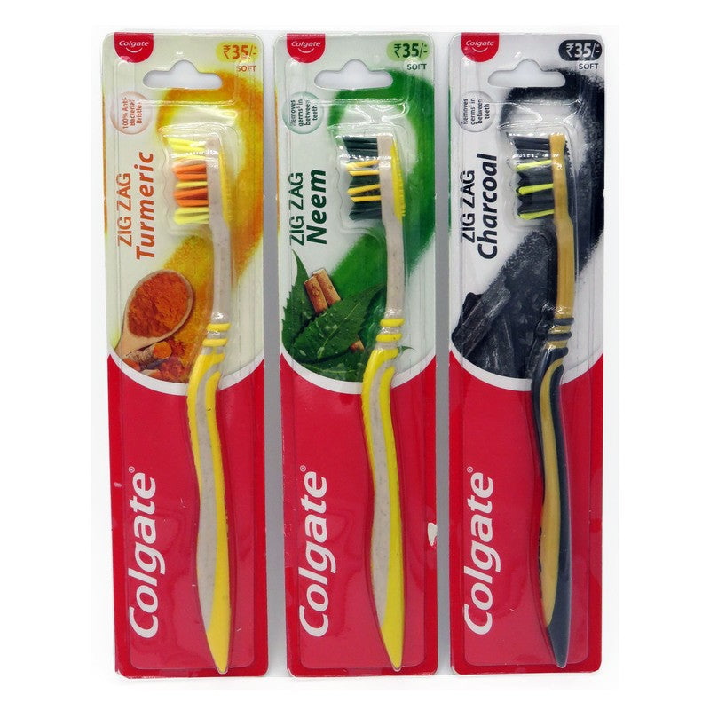 COLGATE TOOTHBRUSH ZIGZAG CHARCOAL TUMERIC NEEM 1PK