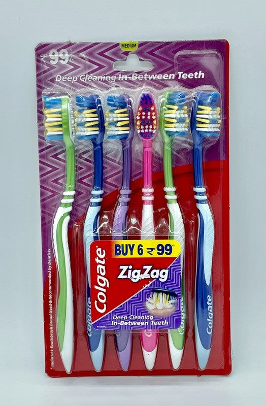 COLGATE 6PK TOOTHBRUSH ZIGZAG DEEP CLEAN