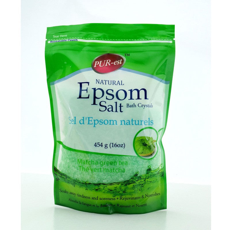 PUREST EPSOM SALT BATH CRYSTALS MATCHA GREEN TEA 454G