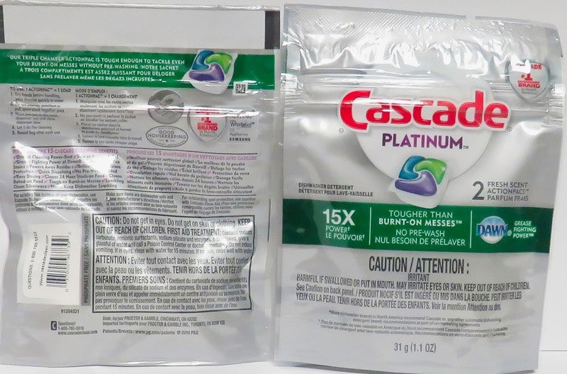 CASCADE 31G DISHWASHING DET PLATINUM 15X POWER FRESH SCENT 2PK