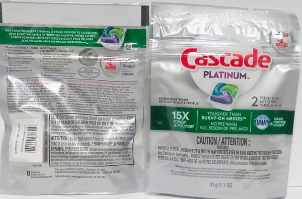 CASCADE 31G DISHWASHING DET 15X POWER PLATINUM 2PK