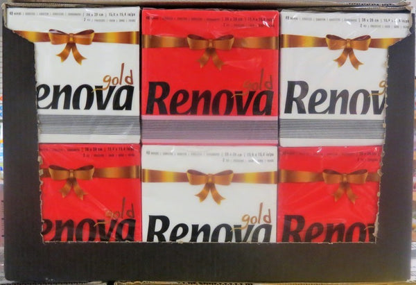 RENOVA DINNER NAPKINS GOLD WHITE & RED DISPLAY X 30