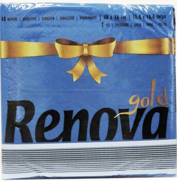 RENOVA DINNER NAPKINS GOLD BLUE 40 COUNT X 30