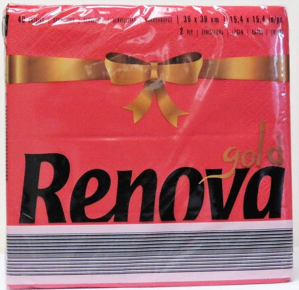 RENOVA DINNER NAPKINS GOLD RED 40 COUNT X 30