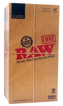 RAW CONE NATURAL UNREFINED CLASSIC ROLLING PAPER X 1400 PER BOX