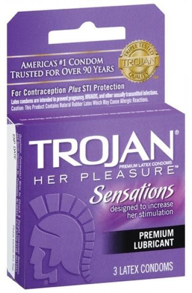 TROJAN CONDOM LUB HER PLEASURE SENSATION 3PK X 12