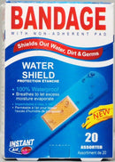 Instant Aid 20pc waterproof Bandages Assorted 76X19Mm 10Pcs 56X19Mm 10Pcs
