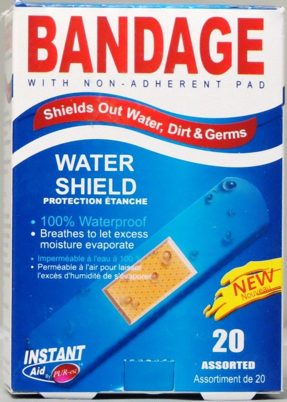 Instant Aid 20pc waterproof Bandages Assorted 76X19Mm 10Pcs 56X19Mm 10Pcs