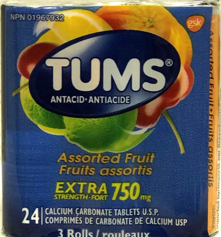 TUMS X STRENGTH 750MG ASSORTED FRUIT 3 ROLLS