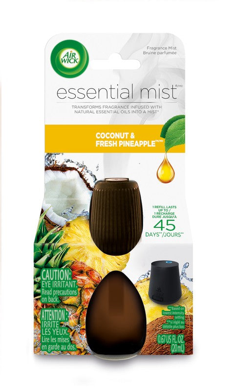 AIRWICK ESSENTIAL MIST FRAGRANCE OIL DIFFUSER REFILL COCONUT & PINEAPPLE 20ML