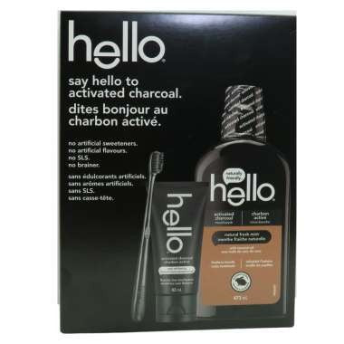 HELLO TOOTHPASE 82ML WITH BRUSH AND MOUTHWASH 473ML GIFT PACK