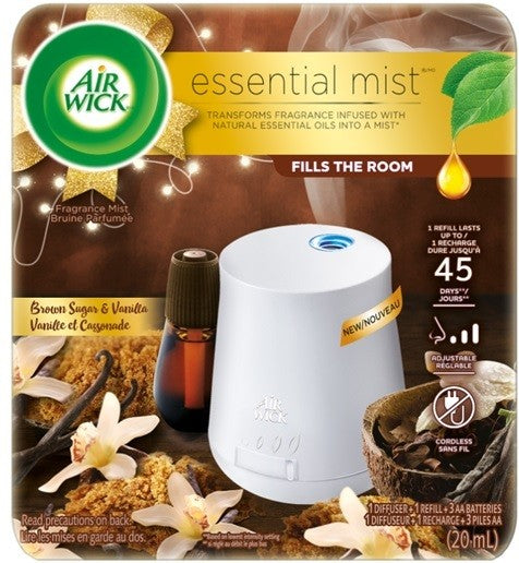 AIR WICK AIR FRESHENER ESSENTIAL MIST WITH 1 REFILL AND 1 DIFFUSER BROWN SUGAR VANILLA 20ML