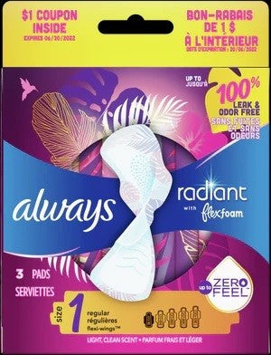 Always Radiant Size 1 Regular With Flexi-Wings Light Clean S