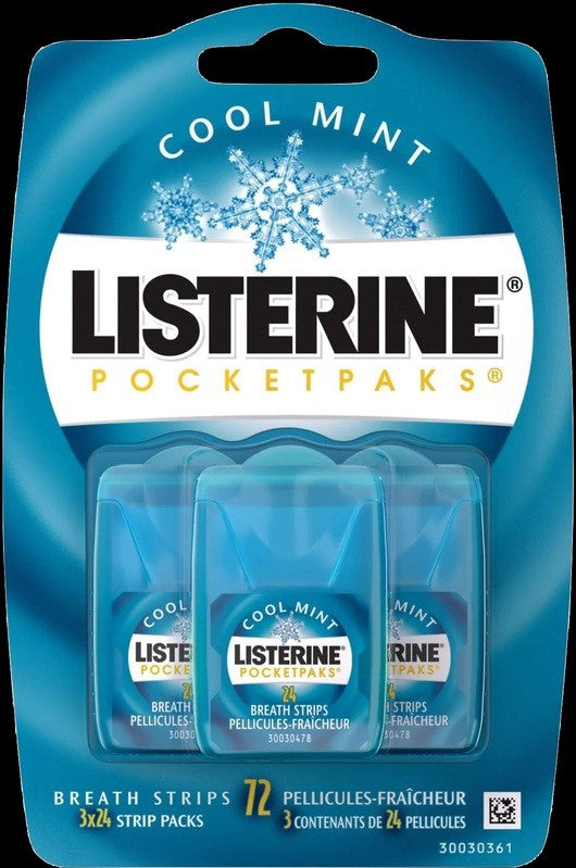 Listerine Pocketpaks Cool Mint Breath Strips 72Ct