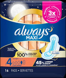 Always Maxi Size 4 Overnight With Flexi Wings Pads 16ct