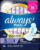 Always Maxi Size 5 Extra Heavy Overnight With Flexi Wings Pads 14ct