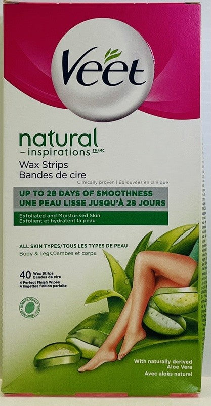 VEET WAXES Natural Inspiration Wax Strips Aloe Vera 40 ct