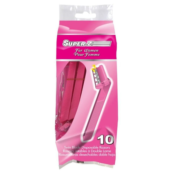 SUPER-Z TWIN BLADE 10PK FOR WOMEN PINK HANDLE