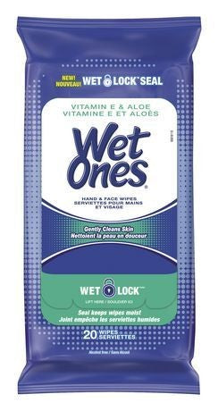 WET ONES WIPES VITAMIN E AND ALOE TRAVEK PACK 20'S