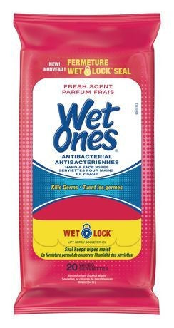 WET ONES WIPES ANTIBACTERIAL TRAVEL PACK 20'S