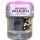 RITSH DECADENT DELIGHTS TOPPINGS CHOC PEARLS 18G CHOCFLAKES 21G EBONY & IVORY 20G & PETIT DRAGEES 26G