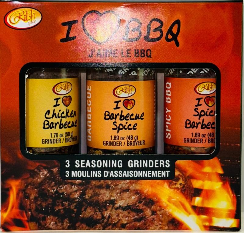 RITSH I LOVE BBQ 3 PACK SPICE GRINDER SET - LEMON PEPP